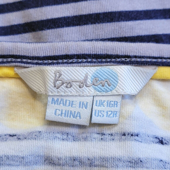 Boden Polkadot Stripe Scoop Neck Short Sleeve Knit Yellow Mini Dress Size 12 - Picture 10 of 12